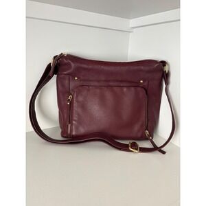 Great American Leatherworks Burgundy Leather Crossbody Vintage Bag Y2K Boho